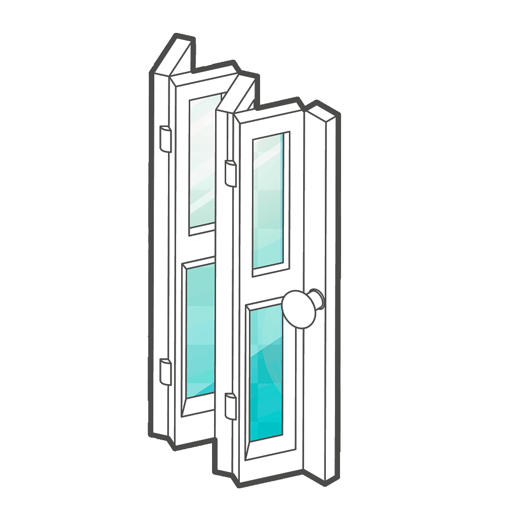 esempio di porta in vetro pieghevole con apertura a libro